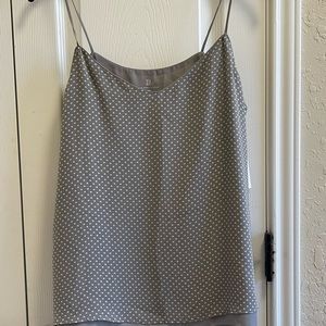 New York & Company- Sz M. Polka dotted white and gray top/polyester material.